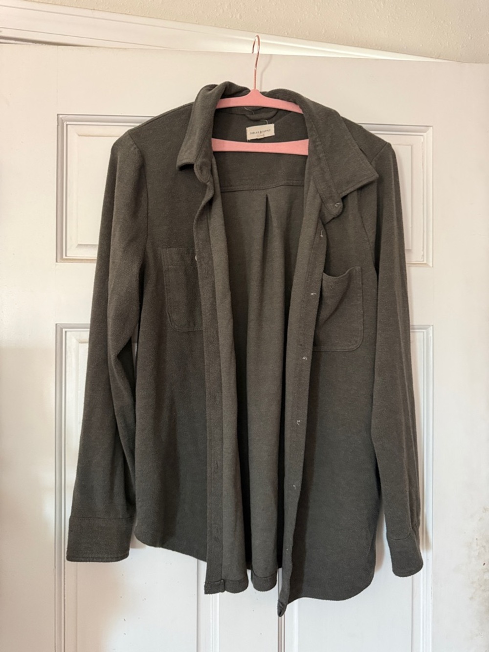 Charcoal Gray Button-Up Shirt Jacket